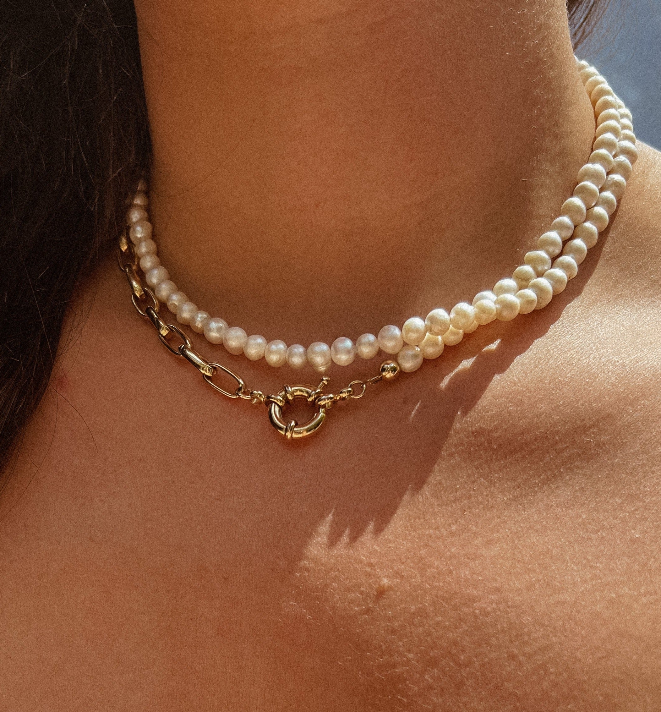 Sophie Half pearl half chain necklace