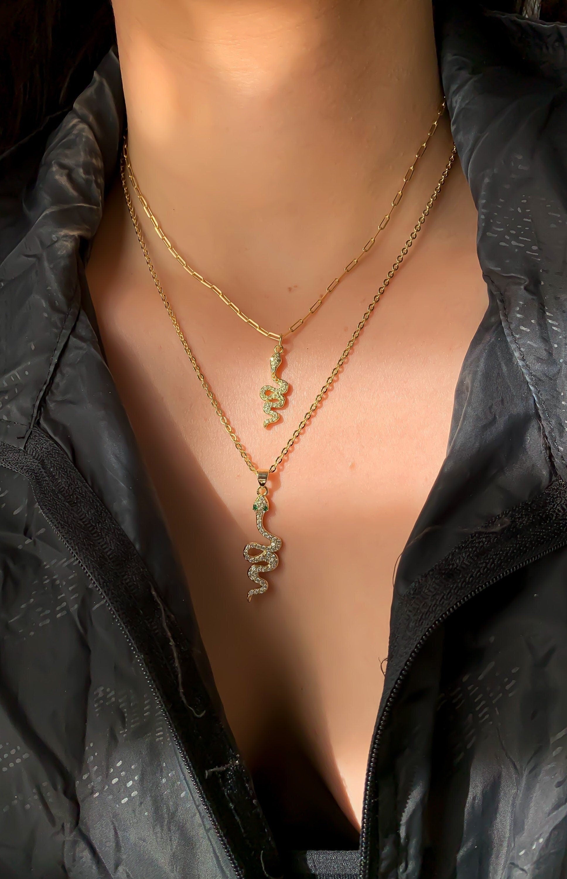Gold filled snake necklaces